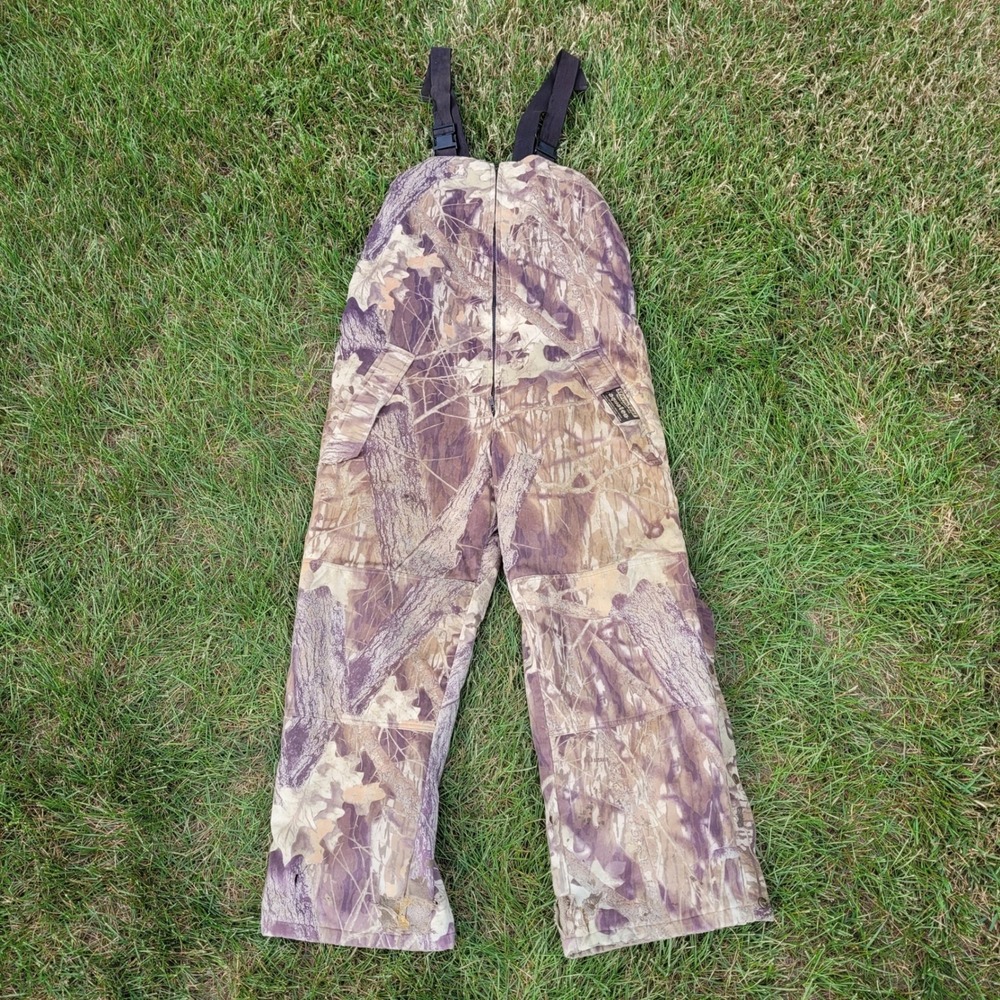 Vintage Sportchief Hunting Bibs Mens Extra Large Camo Mossy Oak Breakup Aquatex